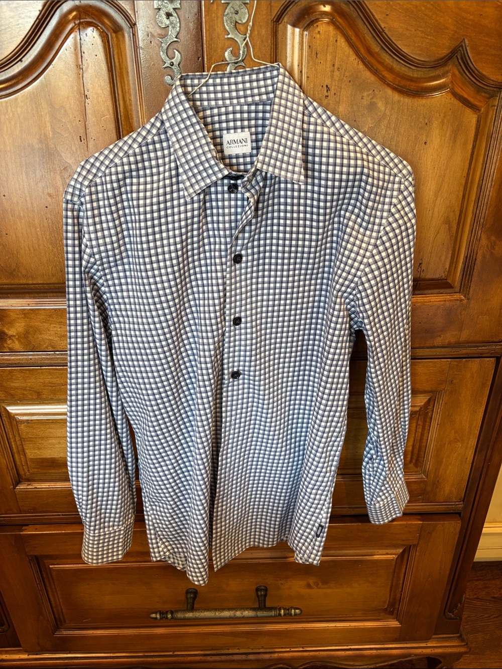 Armani Collezioni Blue and White Check Sport/Dress Shirt
